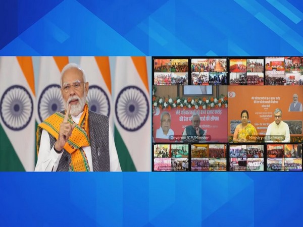 Prime Minister Narendra Modi launches railway infrastructure projects. (Photo/ANI)