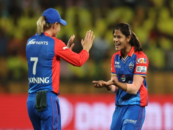 Radha celebrating a wicket with skipper Lanning. (Photo- WPL)
