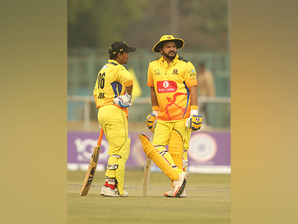 VVIP Uttar Pradesh's Pawan Negi with Suresh Raina against Telangana Tigers during IVPL 2024 (Image: IVPL/BVCI)