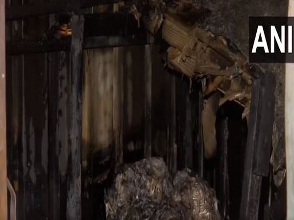 Fire breaks out in a tin shed warehouse in Sadar Bazar on Monday. (Photo/ANI)