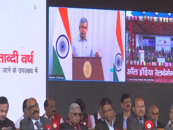 Minister of Railways Ashwini Vaishnaw at release of Postal Stamp on All India Railwaymen's Federation (Photo/ANI)