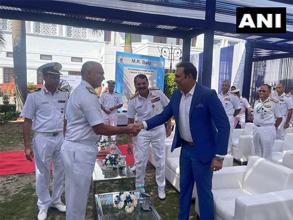 VVS Laxman with Indian Navy Chief R Hari Kumar. (Photo- ANI)