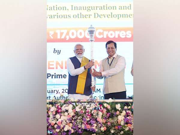 PM Modi honoured with  ‘Sengol’ by Union Minister Sonowal in Thoothukudi on Wednesday (Photo/ANI)