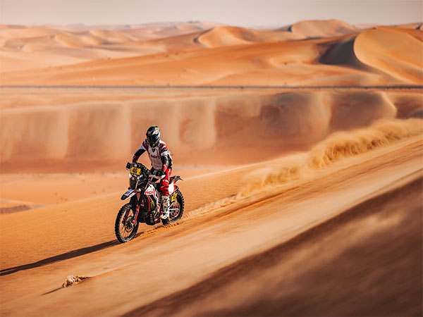 Hero Motosports Team Rally rider Aaron Mare in action during Abu Dhabi Desert Challenge 2024 (Image: Hero Motocorp)