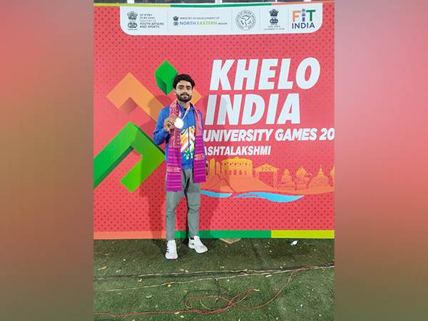 Chandigarh University's Vikash after winning medal in Khelo India University Games 2023 (Image: MTAS)