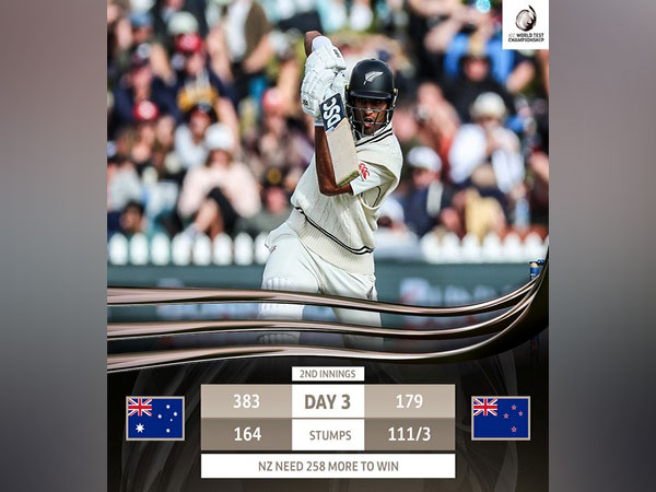 Rachin Ravindra in action. (Photo- ICC Twitter)