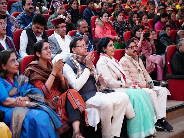 CM Pushkar Singh Dhami watching the play 'Mission Silkyara' on Saturday. (Photo/ANI)