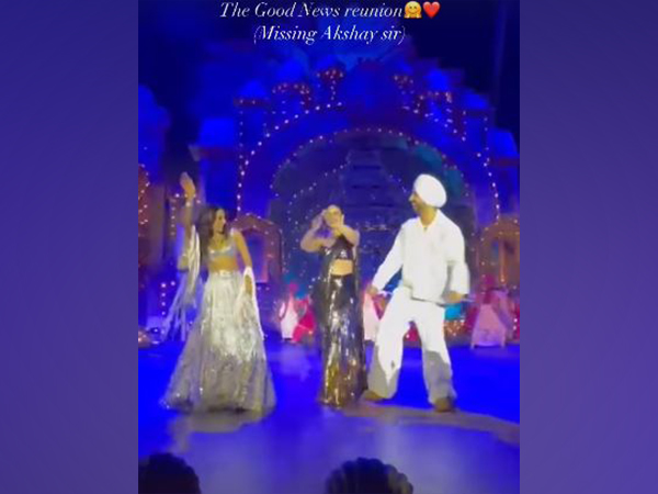 Actor Kiara Advani, Kareena Kapoor and Diljit Dosanjh shaking leg at the pre-wedding festivities (Image soruec: Kiara Advani Instagram story)