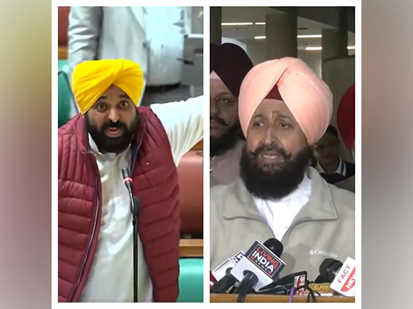 Punjab Chief Minister Bhagwant Mann and Leader of Opposition Partap Singh Bajwa (Photo/ANI)