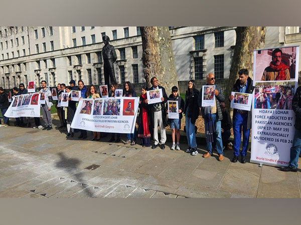 Protests outside UK PM's residence in London (Photo/ANI)