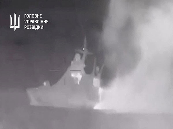 Footage shared by Ukraine claiming it has sunk Russian waarship (Photo credit: Reuters)