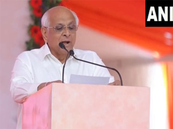 Gujarat Chief Minister Bhupendra Patel at Narishakti Vandana programme in Patan (Photo/ANI)