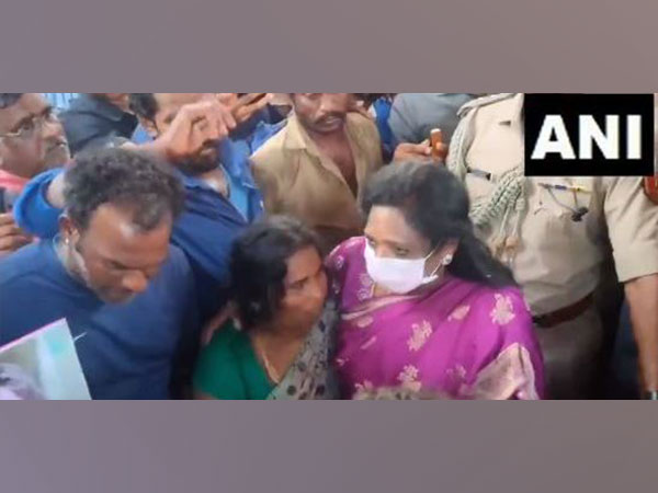 Puducherry LG Soundararajan consoles mother of the victim on Wednesday (Photo/ANI)