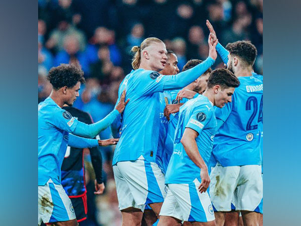 Erling Haaland celebrating with City. (Photo- Manchester City Twitter)