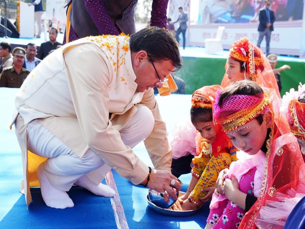 Uttarakhand Chief Minister Pushkar Singh Dhami performs Kanya Pujan (Image/ANI)
