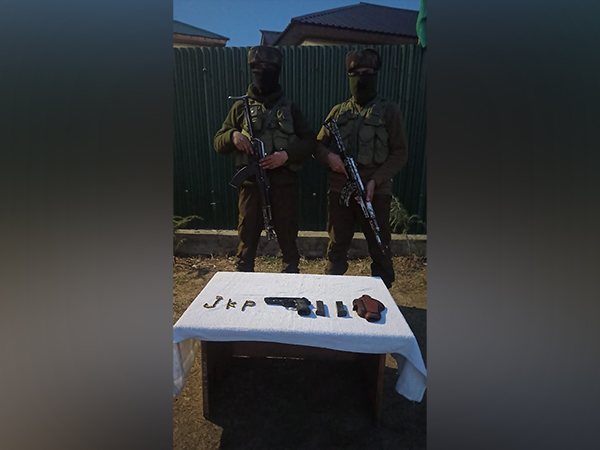 Sopore Police recover arms ammunition in search operation (Photo/ANI)