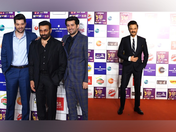 Sunny Deol with Karan Deol, Rajveer Deol, Anil Kapoor(Image source: ANI) 