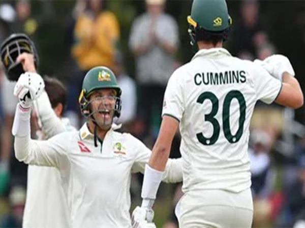 Pat Cummins celebrating with Alex Carey (Photo: cricket.com.au)