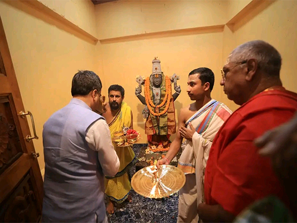 Tripura Chief Minister Dr Manik Saha participate in Pran Pratishtha of the Sringeri Balaji Mandir. (Photo/ANI)