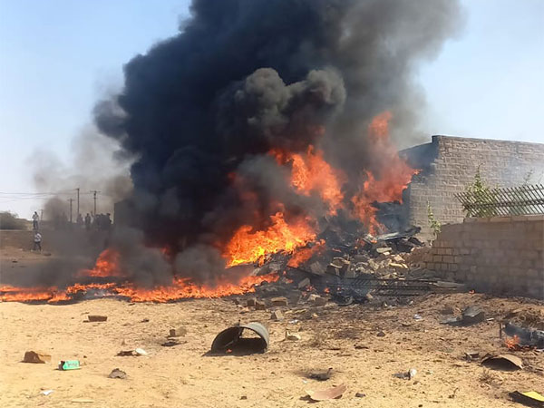 Visuals from site of the crash in Jaisalmer (Photo/ANI)