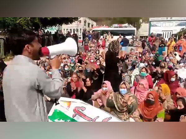 Government employees organise sit-ins outside the Muzaffarabad CM secretariat (Photo/ANI)