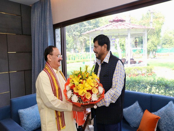 Ramdas Athawale met BJP President JP Nadda (Photo/ANI)