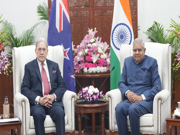 New Zealand's Deputy PM Winston Peters with Vice President Jagdeep Dhankhar (Photo credits: X/@VPIndia)