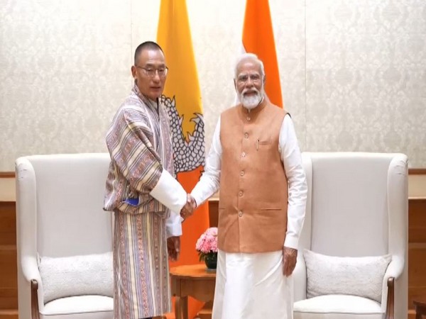 Prime Minister Narendra Modi meets Bhutan counterpart Dasho Tshering Tobgay (Photo/ANI)