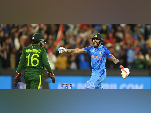Virat Kohli celebrates India's win over Pakistan in T20 WC 2022. (Photo- ICC Twitter)