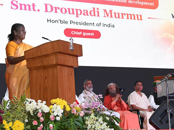 President Droupadi Murmu speaking at Global Spirituality Mahotsav in Hyderabad (Photo/ANI)