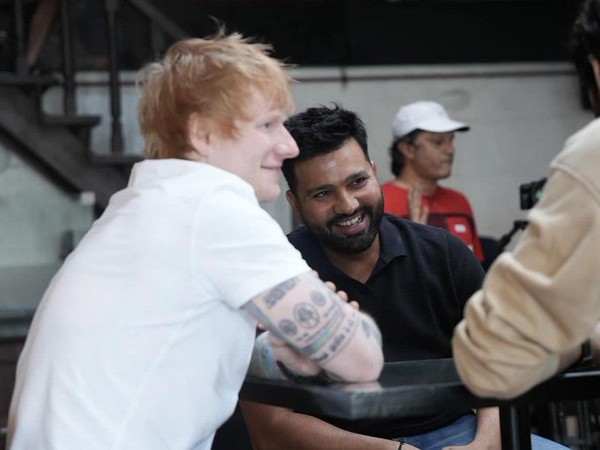 Ed Sheeran and Rohit Sharma (Photo: Rajasthan Royals/X)