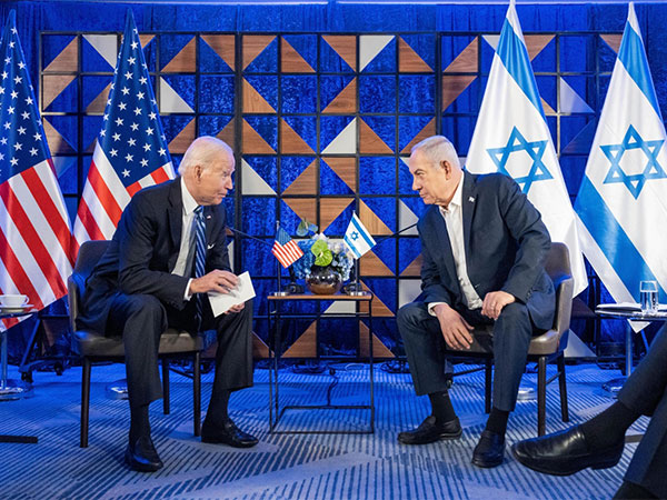 US President Joe Biden with Israeli Prime Minster Benjamin Netanyahu in Tel Aviv, Israel on Oct 18, 2023 (Picture credit/ Reuters)