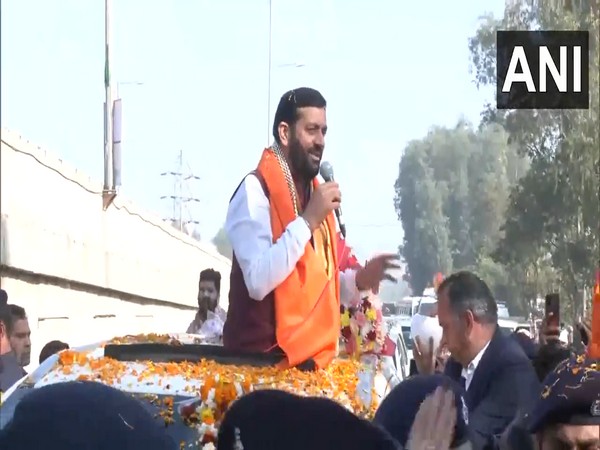 Haryana Chief Minister Nayab Singh Saini holds a roadshow at Ambala (Photo/ANI)