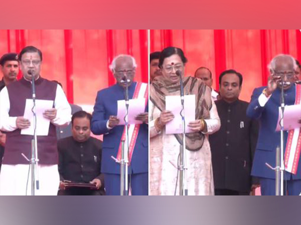 BJP leaders Dr Kamal Gupta, Seema Trikha take oath as ministers in the Haryana cabinet (Photo/ANI)