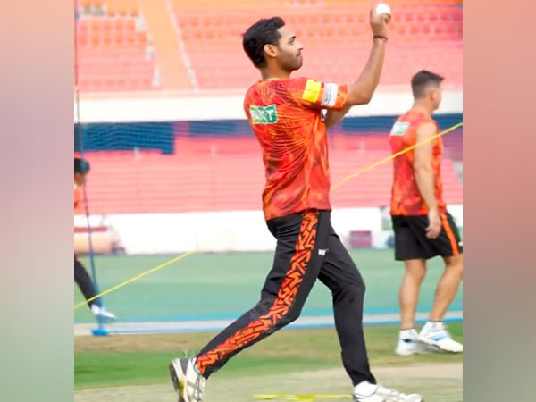 Bhuvneshwar Kumar during net practice. (Picture: Sunrisers Hyderabad/X)