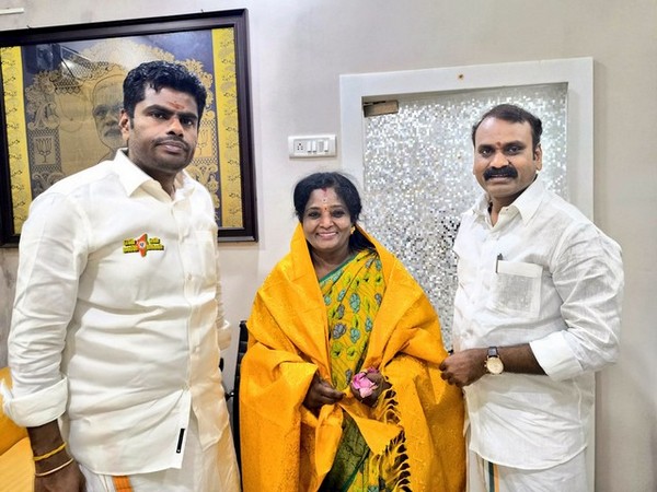 TN BJP Chief Annamalai with Tamilisai Soundarajan and L Murugan (File Photo/ANI)