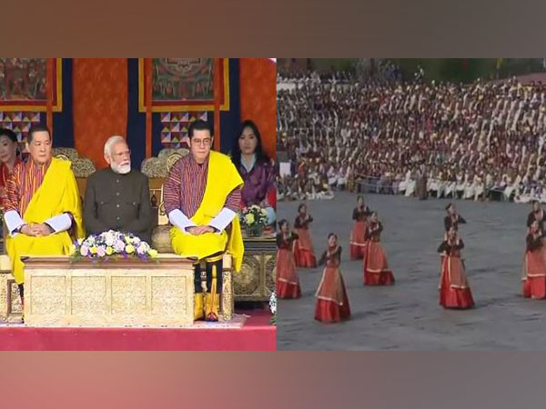 Prime Minister Narendra Modi with Bhutan King Jigme Khesar Namgyel Wangchuck, Bhutanese artists (Image Source: ANI)