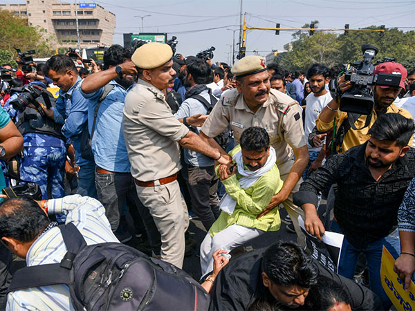 Visual from the protest site earlier in the day (Photo/ANI)