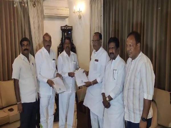 BRS leaders meet Telangana Legislative Council Chairman Gutha Sukhender Reddy (Photo/ANI)