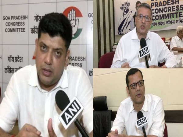 Amit Patkar GPCC President, Congress leader Carlos Alvares and Yuri Alemao (Photo/ANI)