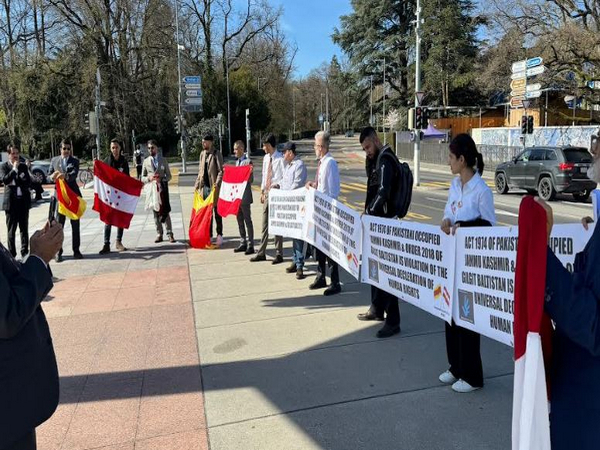 Political activists from Pakistan-occupied Kashmir and GB in Geneva. (Photo: ANI)