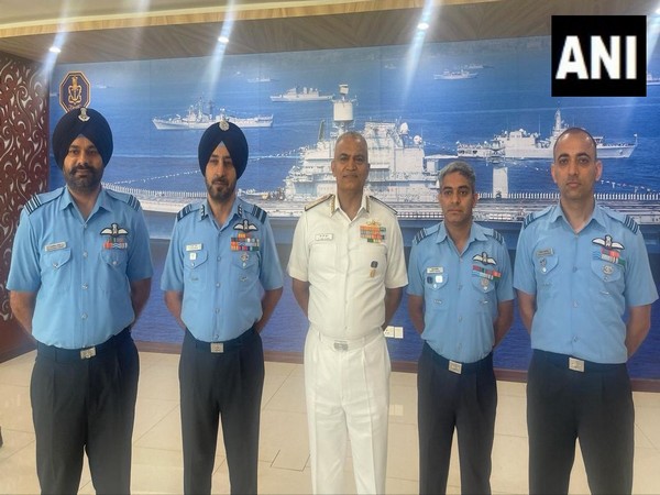 Chief of Naval Staff Admiral R Hari Kumar met Indian Air Force pilots (Photo/ANI)