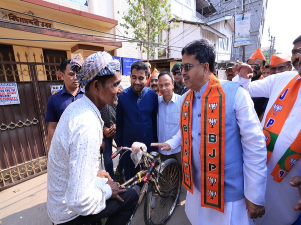 Tripura Chief Minister Manik Saha in padayatra campaign (Photo/ANI)