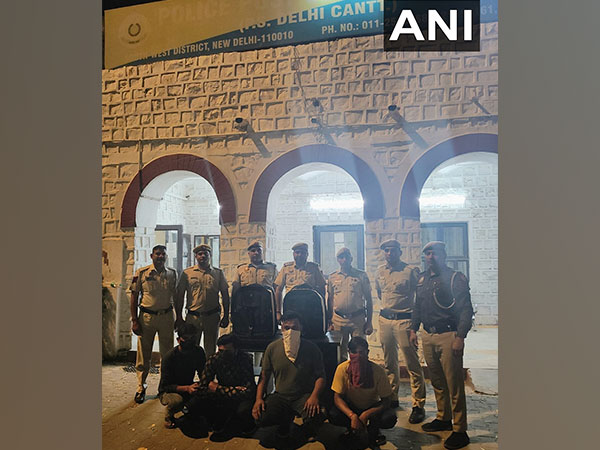 Police officials with four arrested persons (Photo/ANI)