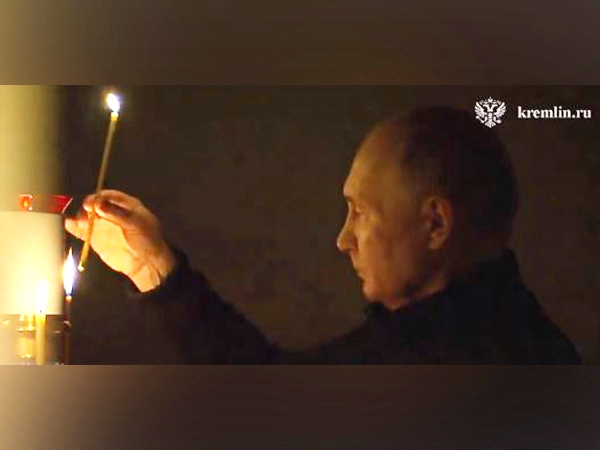 Russian President Putin lights candle for victims of Moscow terror attack  (Image Credit: X/@Russian_MFA)