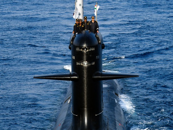 A submarine during a recent exercise in Arabian sea (Photo credit/ @IN_WNC)