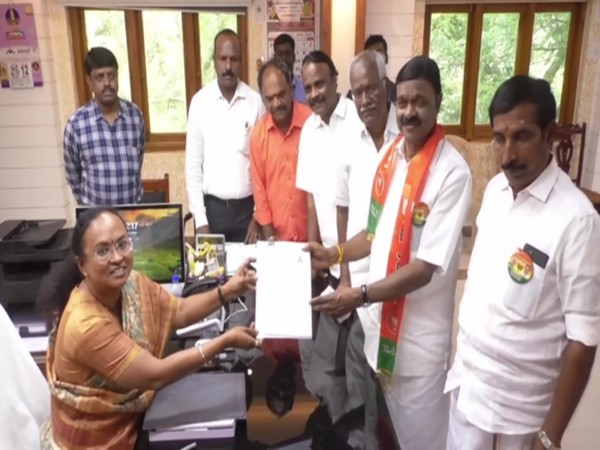 New Justice Party's AC Shanmugam files nomination as NDA candidate from Vellore. (Photo/ANI)