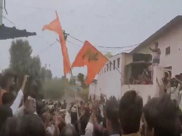 BJP leaders and workers protest in Telangana's Chengicherla (Photo/ANI)