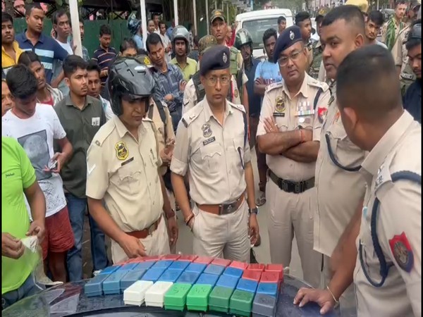 Assam police seize drugs at Nagaon district. (Photo/ANI)