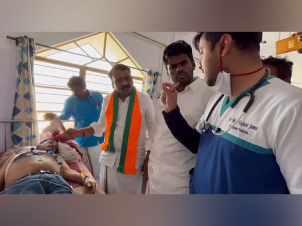 BJP leader K Annamalai met injured party workers (Photo/ANI)